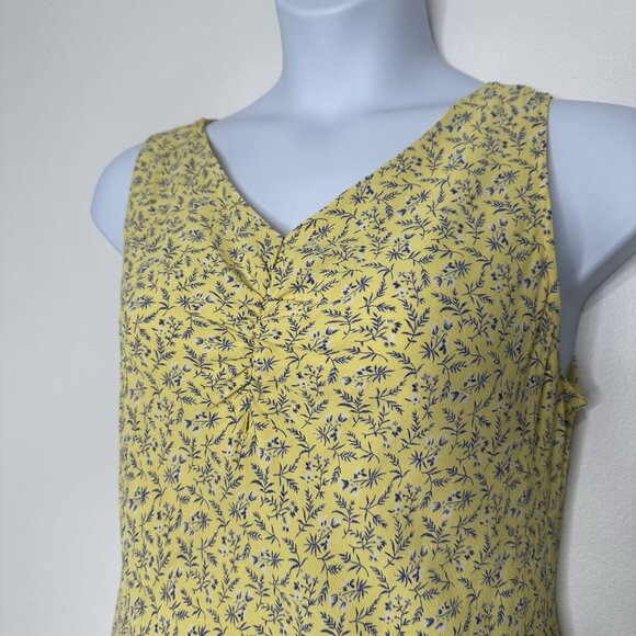 April Cornell Sleeveless Midi Dress Size XL Yellow floral V-Neck Retro - Picture 2 of 12
